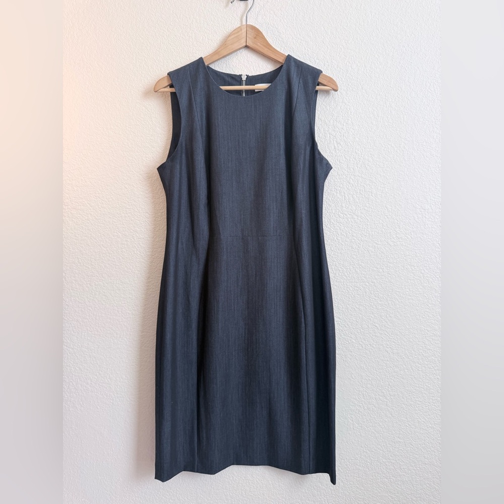 Calvin Klein Charcoal Sheath Dress Size 12 Sleeveless Career Midi NWOT